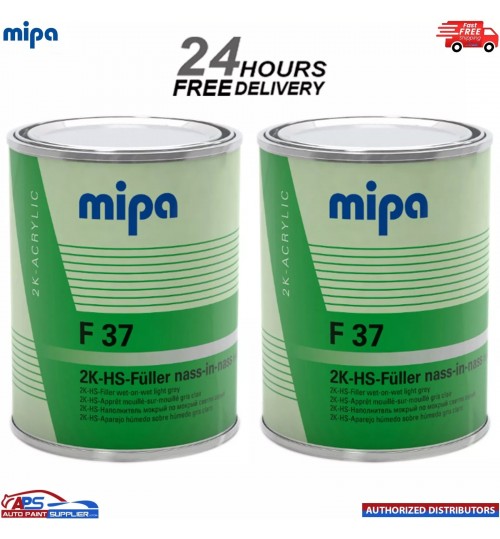 2x MIPA HS F37 2K Wet On Wet Filler Primer 1L –Light Grey Premium Quality Finish